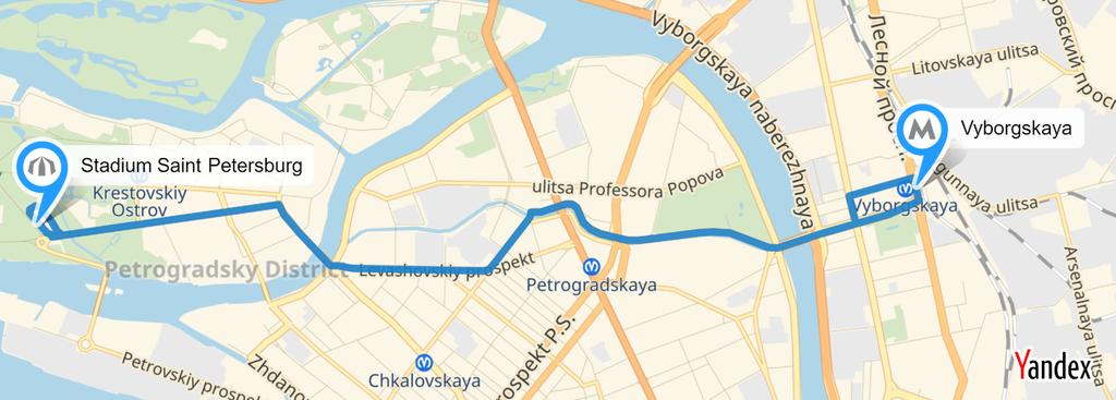 18 7.1.4. Route of shuttle bus S4 From: bus station (Krestovsky pr.