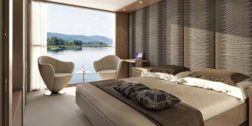 All staterooms are larger than traditional river cruise cabins & offer excellent river views. The Mozart Deck features 12 Suites with Walk Out Balconies.