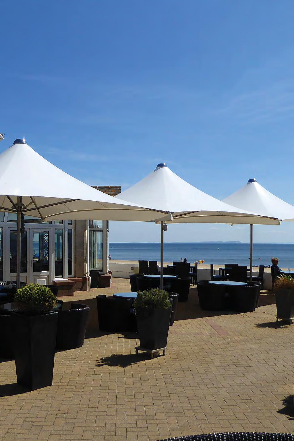 INTRODUCING VORTEX Designed for today s demanding environment and engineered to withstand high winds and driving rain over sustained periods of time, Vortex parasols are the ultimate shade and