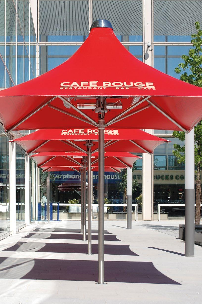 INTRODUCING VORTEX Designed for today s demanding environment and engineered to withstand high winds and driving rain over sustained periods of time, Vortex parasols are the ultimate shade and