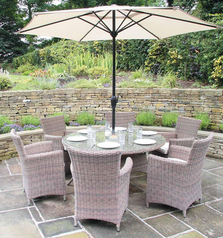 To ensure the Cambridge Dining Set is protected when not in use, we recommend our 18-C-7911 cover for the 4 seat