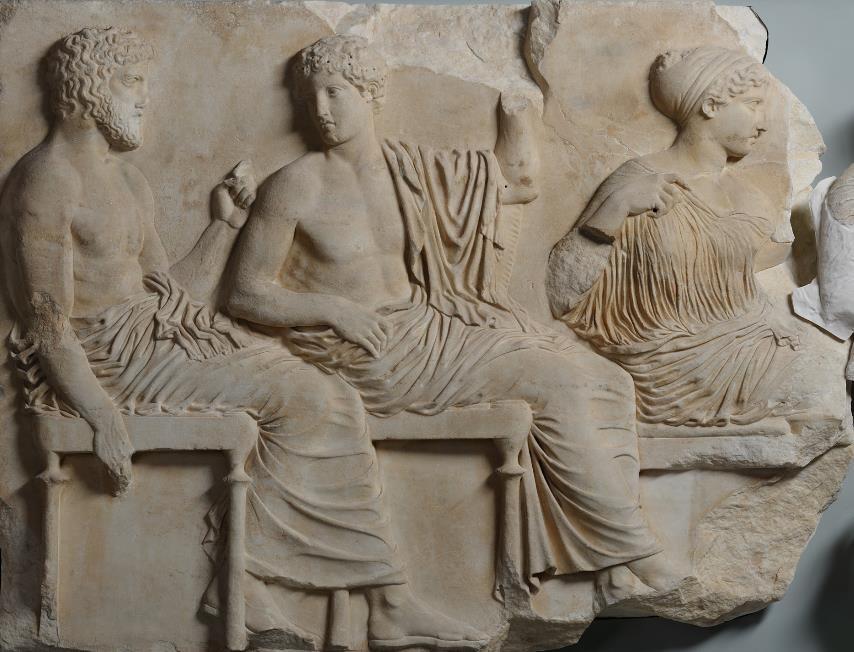 section of the Parthenon frieze is on display in Athens.