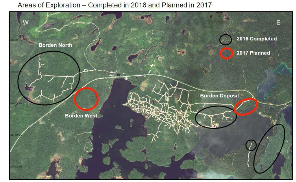 Exploration activities In addition to work relating to site preparation and advanced exploration, Goldcorp has also announced its planned exploration program for 2017, which will involve properties