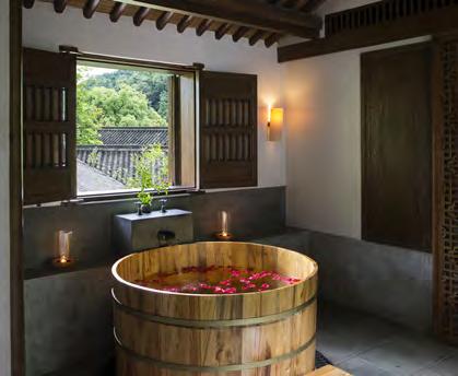 Relaxation, Fitness & Recreation Spa Consists of five separate structures surrounded by bamboo groves, tea bushes and magnolia trees, adjacent to the swimming pool The Reception/Reflexology House