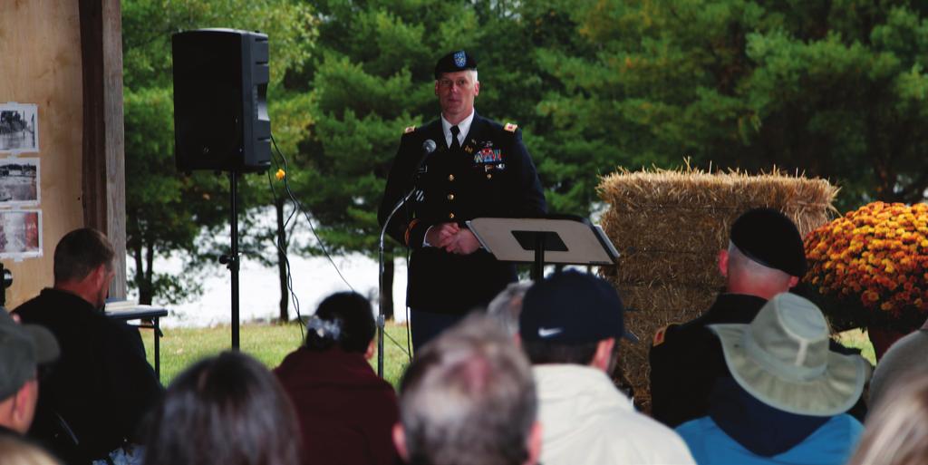 4 Col. Christopher Barron, New England District Commander, addresses the crowd during West Thompson Lake's 50th Anniversary celebration.