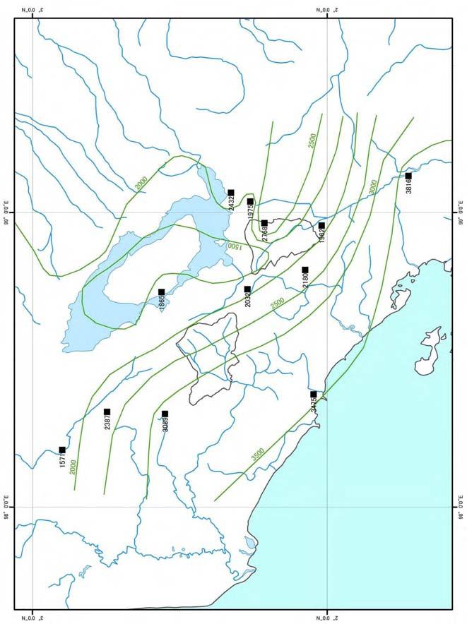 Figure 26 Isohyetal Map of Annual Rainfall around Simanggo River