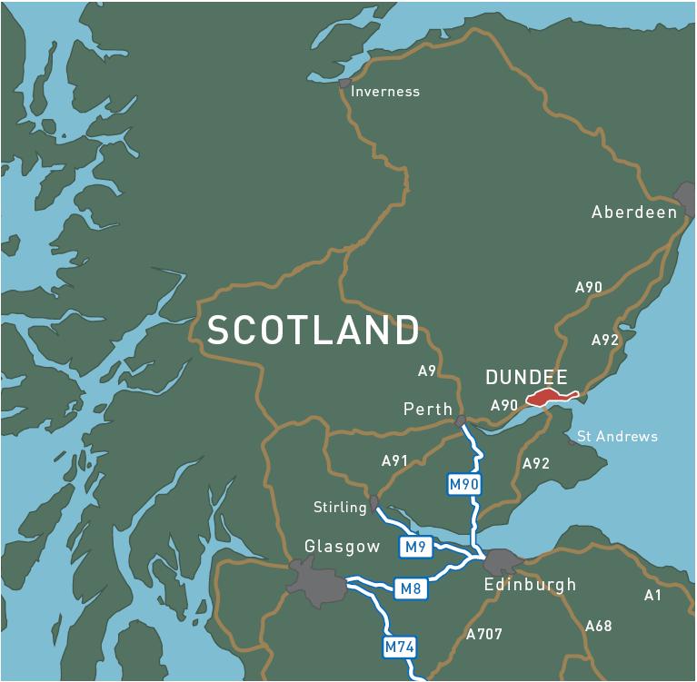 1 Introduction Geographic location of Dundee Map 1: Dundee City Within Scotland Background Dundee is Scotland s fourth largest city and is situated on the north coast of the mouth of the Tay Estuary,