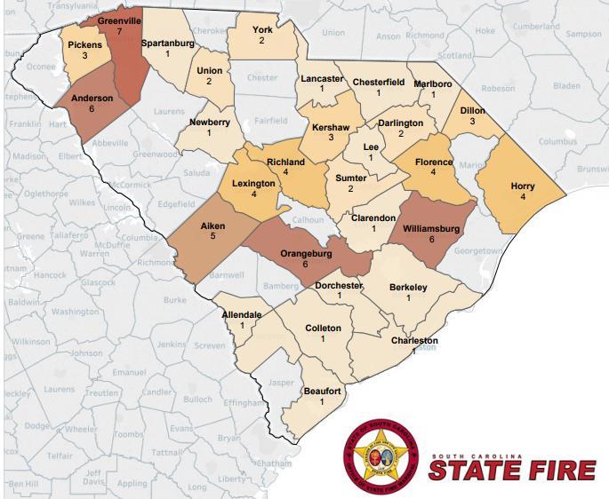 CIVILIAN INJURIES AND DEATHS Seventy-seven South Carolinians lost their lives to fires, and 159 fire-related injuries were reported to NFIRS.