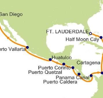 37 MS Volendam 15 Night Panama Canal January 18 - February 2, 2019 Sailing from Fort Lauderdale to San Diego with stops in Bahamas, Costa Rica, Nicaragua, Guatemala, and Mexico Inside Cabin Category