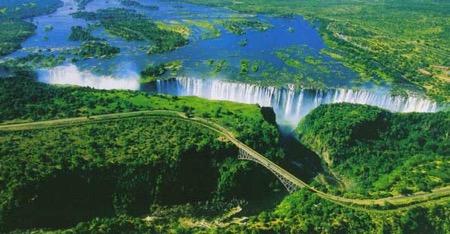 Zambezi River Located in South/Central Africa Forms the Zambia and