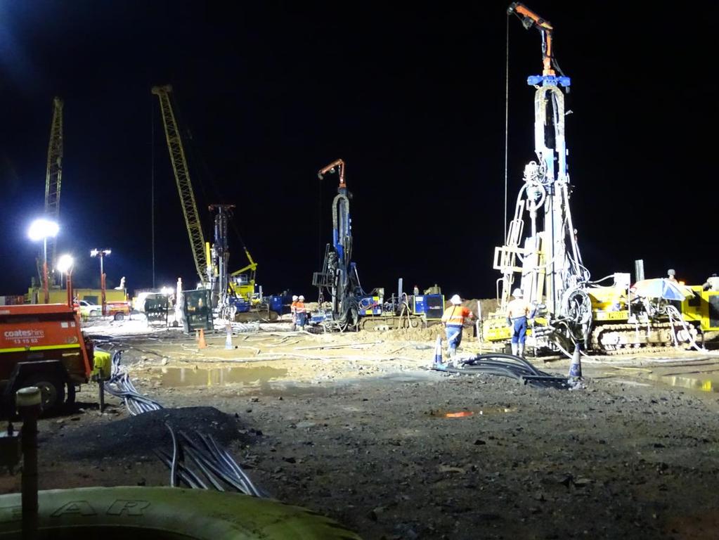 Figure 6: Grouting rigs on night