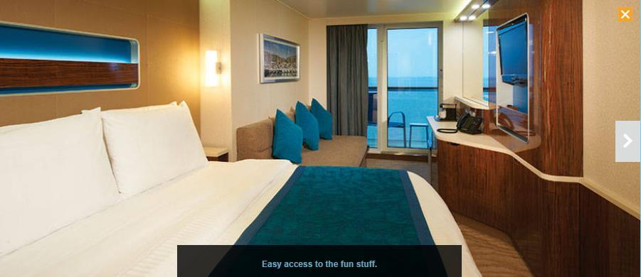 Balcony Cabin +$900 per person Stay mid-ship and stay closer to the action.