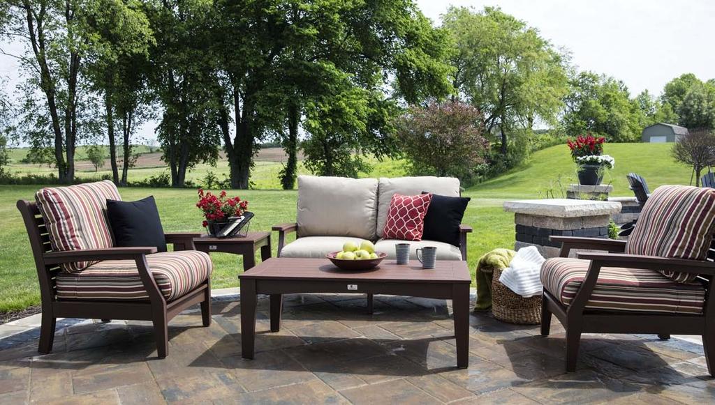 Classic Terrace Club Chairs & Love Seat, Coffee Table & End Table Chocolate Brown REGULAR COLORS Why Buy Poly?