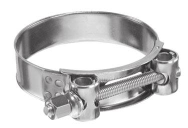 Heavy Duty T-Bolt Clamps Heavy Duty 304 Stainless Steel Band with Carbon Steel Bolt and Nut An excellent choice for high corrosion environments. Permanent or semi-permanent applications.