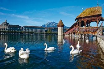 Journey along Lake Lucerne to Lucerne Photo stop at the lake or the Lion Monument Short orientation tour of the city Highlights: Chapel Bridge, Jesuit Church, Culture and Congress Center (KKL) 6