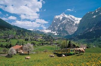 Travel with a guide by tour bus to Interlaken, a shopping paradise at the foot of the mountains of the Bernese Oberland Free time in Interlaken Continue by bus to the vacation resort of Grindelwald