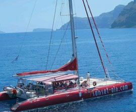 Catamaran Cruise Morning & Sunset Departs Daily: 1 Apr-31 Oct 18 For those that would like to enjoy the beauty of Santorini the water the Ocean Voyager 74 or Fountaine Pajot Tahiti 80 Max passengers