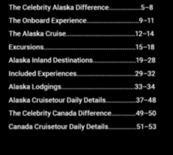 ..19 28 Included Experiences...29 32 Alaska Lodgings.