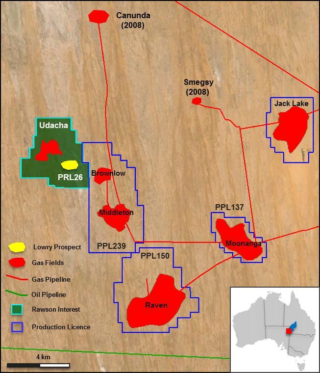 Production Activities PRL 26 (Udacha) Cooper Basin, South Australia (Beach Energy 90% - operator, Rawson 10%) The Udacha Joint Venture successfully completed the production tie back and testing of
