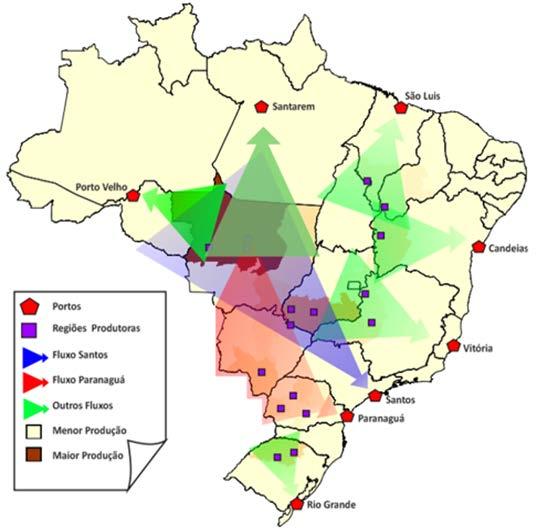 General Information: Overview of In-Country Grain Transportation: Brazil uses railways, roads, and waterways to transport grains and soybeans to its ports for export.