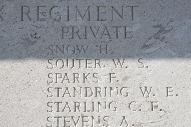 Mistley Souter, WS Initials written in Book as "S" only Son of James and Eliza Souter, of Horsley Cross, Mistley, Manningtree, Essex SOUTER, WILLIAM STANLEY Private, 3/1937 1 st Bn, Essex Regiment 30