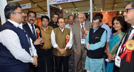 Report-ICE 2016 (The Chief Guest Minister of State for Textiles, the Secretary (Textiles), the DC (H) togetherwith Chairman CEPC and other Members are on round of the Expo and discussing about the