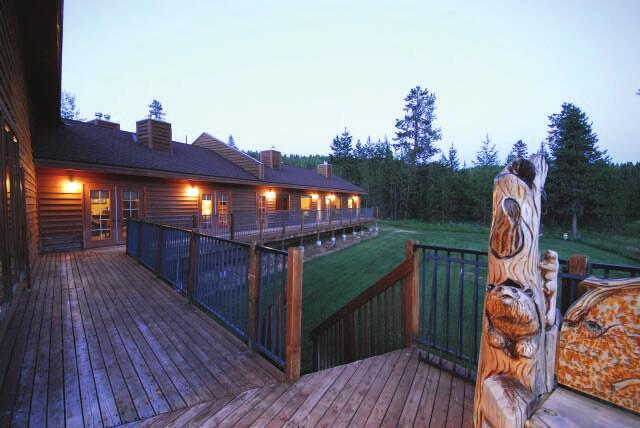 Two cabins constructed to the north of the main lodge offer two separate guest rooms each with a gas fireplace and bath with Jacuzzi tub.