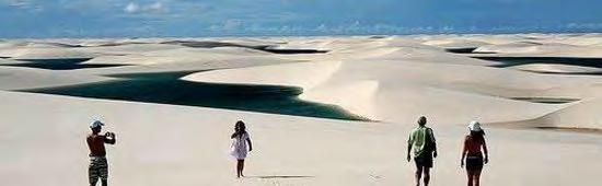 Lençóis Maranhenses State Park, also known as the razilian Sahara, offers its visitors incredible scenery of infinite oceans and tall white dunes, as well as thousands of crystal-clear lakes.