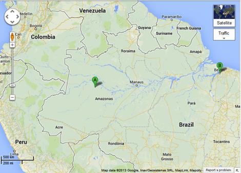 Pesqueiro Village Manaus Mamori Lake Belem Figure 3.1: Geographic areas of research Source: Google maps (2013) 3.