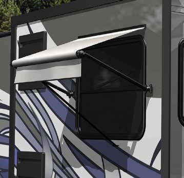 SOLERA: WINDOW AWNINGS Keep cool, and block the sun s rays from invading your RV interior living space SOLERA: WINDOW AWNINGS UPGRADE Keep the heat out, and save on AC with Solera Window Awnings.
