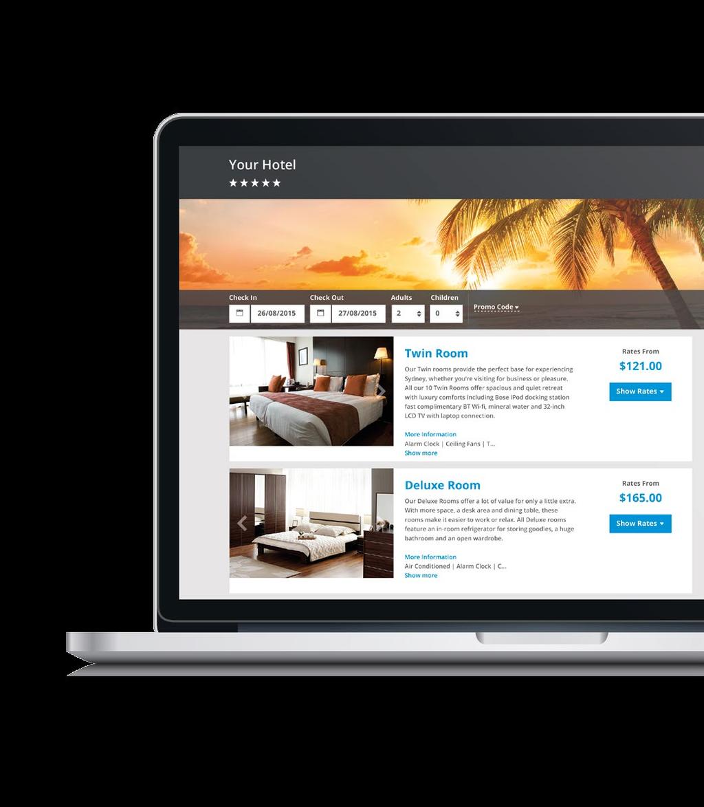 Attract, reach and convert guests direct Increase conversions with a simple 2-step guest booking experience Save time