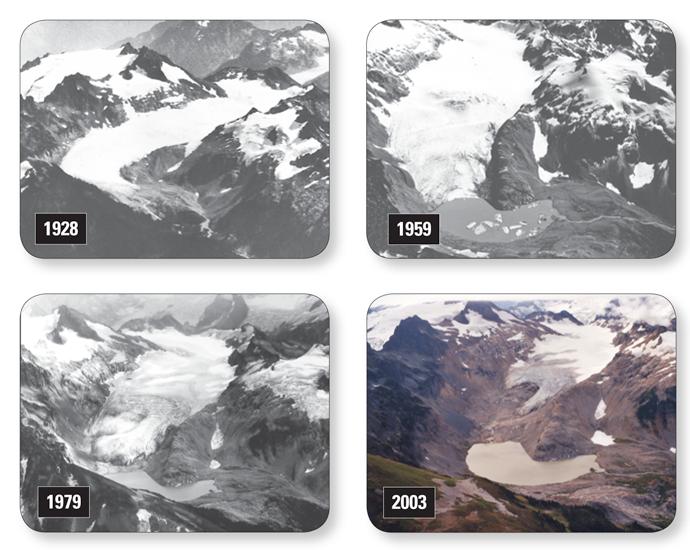 Figure 2. Retreat of South Cascade Glacier, Washington, during the 20th Century and the beginning of the 21st Century. Figure 3.