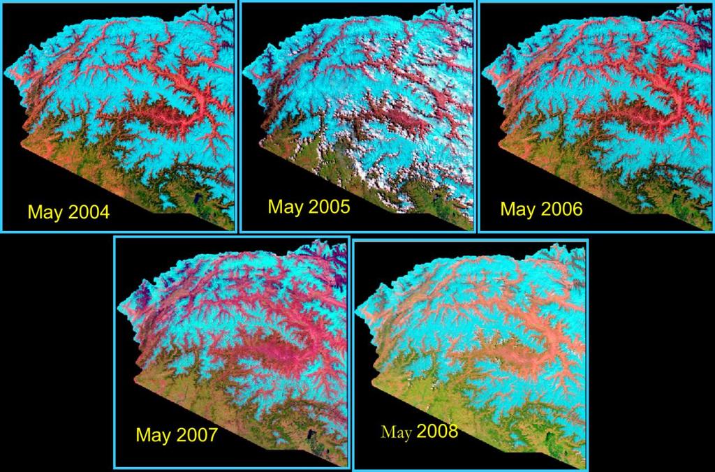 16 Figure 4: Depletion of glaciers in Pakistan from 2004 2008. Glaciers suffer a further volume reduction. Glacier retreat is expected to enhance summer flow of the alpine rivers.