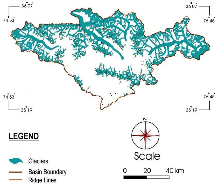 26 Figure 9: The glacier distribution in the Shigar river basin showing Baltoro glacier significance in the region being the largest.
