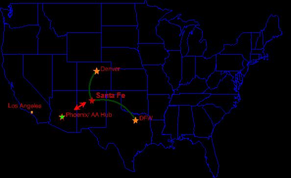III. The Santa Fe Air Service Picture Current SAF Air Service As of September 2015, Santa Fe has air service access from just two connecting hub gateways.
