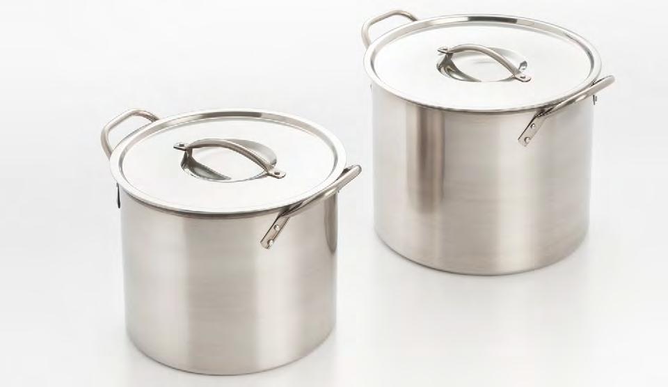 570 6 PIECE 8 QT, 12 QT & 16 QT STOCK POT SET Constructed in stainless steel with stay cool riveted hollow handles for durability and comfortable