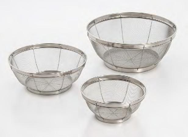 25 380-382 REINFORCED MESH COLANDERS Made with fine quality stainless steel for long lasting durability.