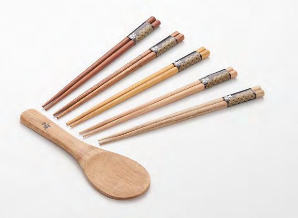 350 11 PIECE ASIAN BAMBOO CHOPSTICK SET W/ RICE PADDLE A set of five bamboo chopsticks and rice paddle for serving and enjoying all types of Asian dishes.