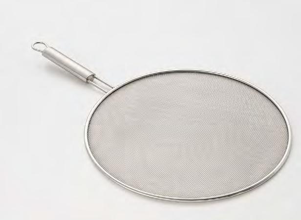 Stainless steel mesh design for keeping an eye on your foods. Features a solid stay cool handle for more control and protection. Features a solid handle for a firmer grip.