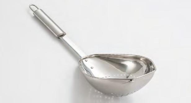 One solid ladle for scooping soups and stews, and one slotted ladle for straining out foods. Elegantly designed and a great decor for the kitchen.
