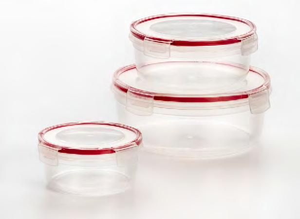 MIX FOOD & STORAGE MEASURE 620 24 PIECE LOCK & SEAL STORAGE CONTAINER SET Click and lock airtight lids are easy to open and close. Containers nest for easy storage.