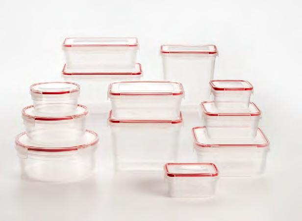 5 oz, 17.5 oz, 35 oz, 39 oz, 51 oz, 77.5 oz 617 6 PIECE LOCK & SEAL SQUARE FOOD STORAGE CONTAINER Click and lock airtight covered lids are easy to open and close.
