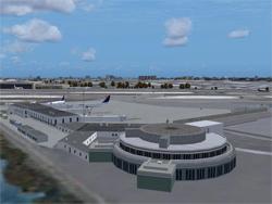 Marine terminal US Airways/Delta terminal Terminal fingers and jetways Located on a strip of