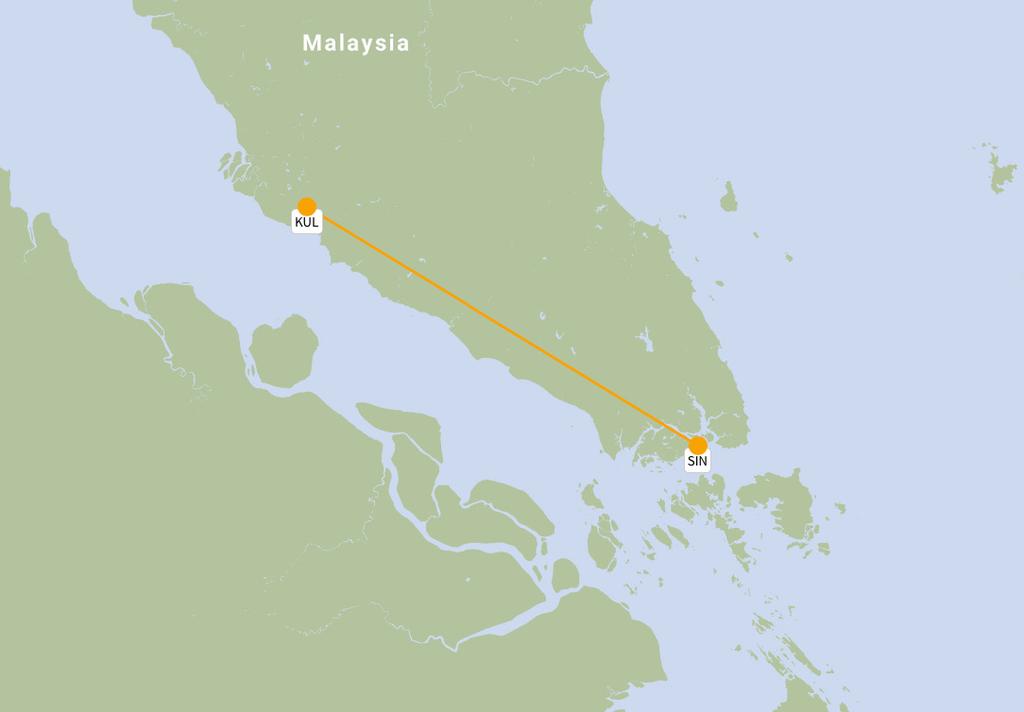 1 KUL SIN Kuala Lumpur Singapore 1, on route 7 Seats 5,365,761 Passengers carried 4,4,448 Passenger load factor 75% 2% 2% 5% KUL 4% 51% SIN Airbus A33 Airbus A35 Boeing 787 7,5 5, 2,5. 1. 2. 3. 4. 5. 6.