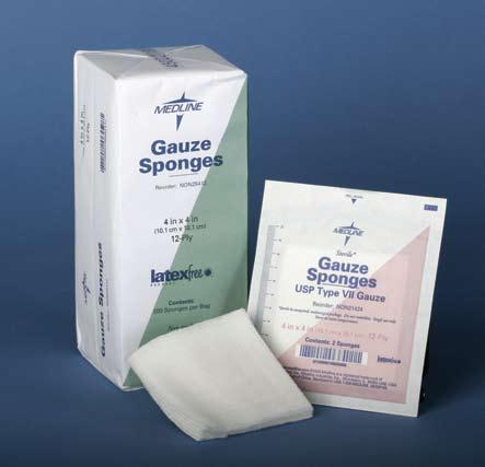 Woven Gauze Sponges 100% Cotton The best for traditional wound care These 100% cotton sponges are ideal for wound dressings, wound packing and general wound care.
