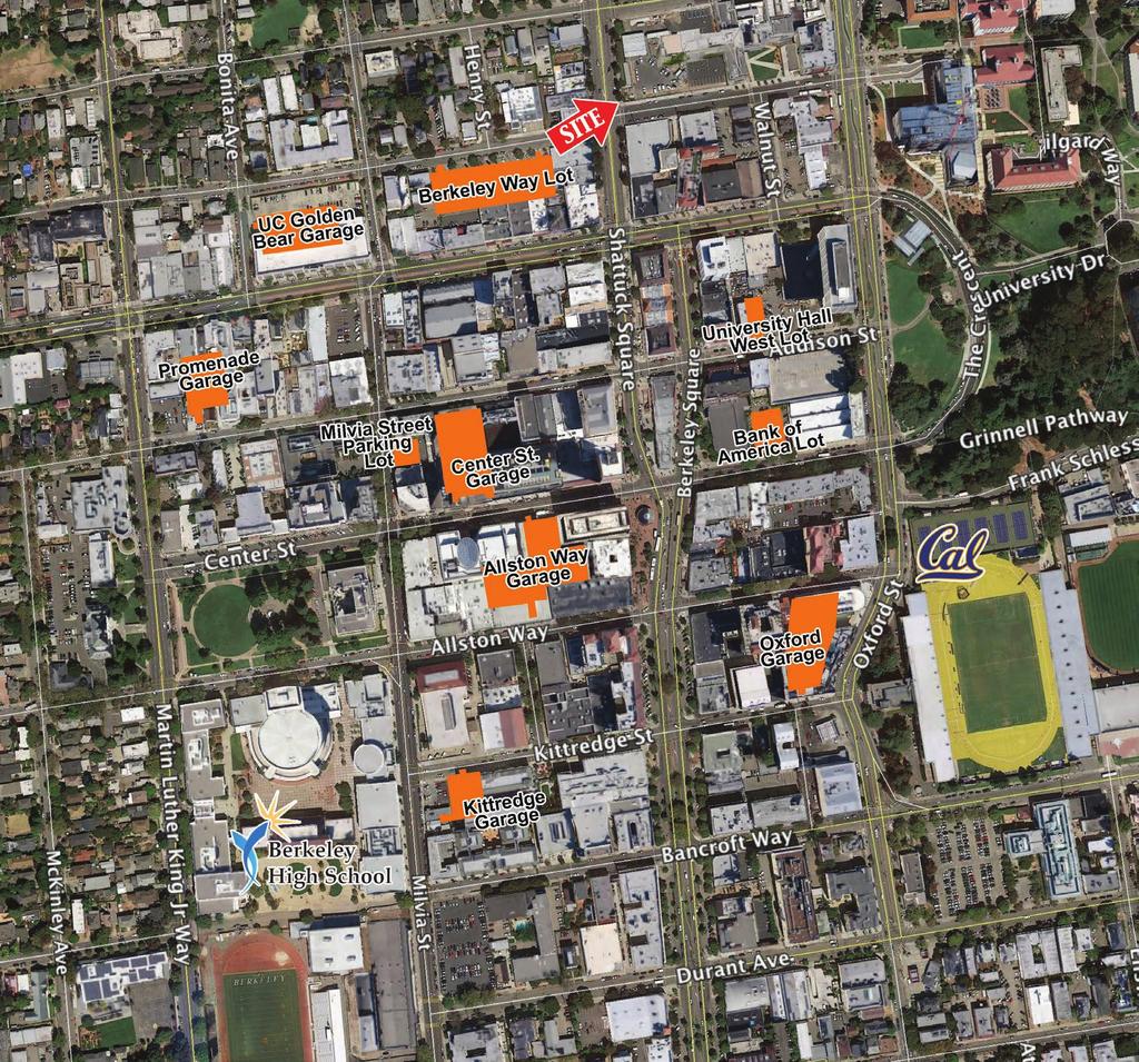SURROUNDING PARKING Downtown Berkeley has 5,630 parking spaces, 2,554 of them in off-street lots and garages.