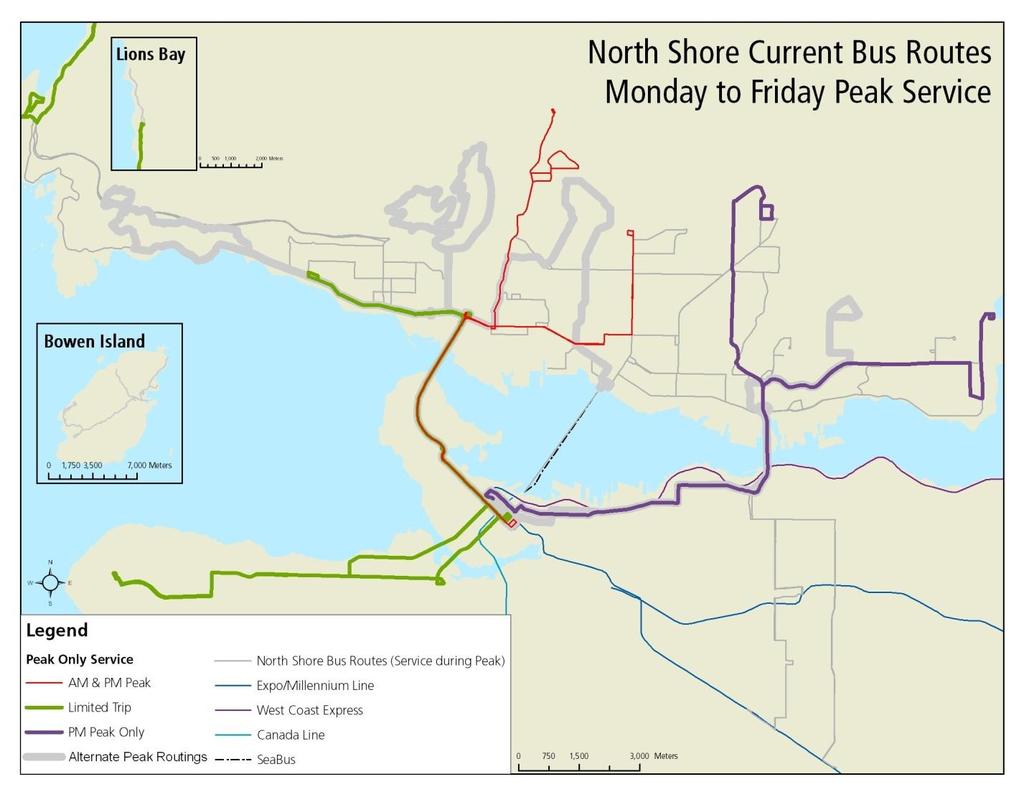 The West Vancouver network in particular has complex Network legibility is influenced by the legibility. This includes long, meandering one-way loops topography, street network and travel (e.g. #253, 254 and 256), and closely overlapping loops (e.