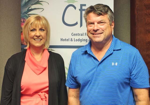 Board Member Nina Shirk, General Manager of the Hyatt Place Orlando / Universal with CFHLA VIP Member Will Andrews of Sunbrite Outdoor