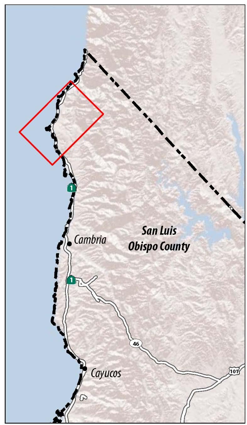Opportunities & Constraints SEGMENT 2: Hearst San Simeon State Park Ragged Point Conservation Area to Piedras Blancas Description South of San Carpoforo Creek, the Study Area follows gently rolling