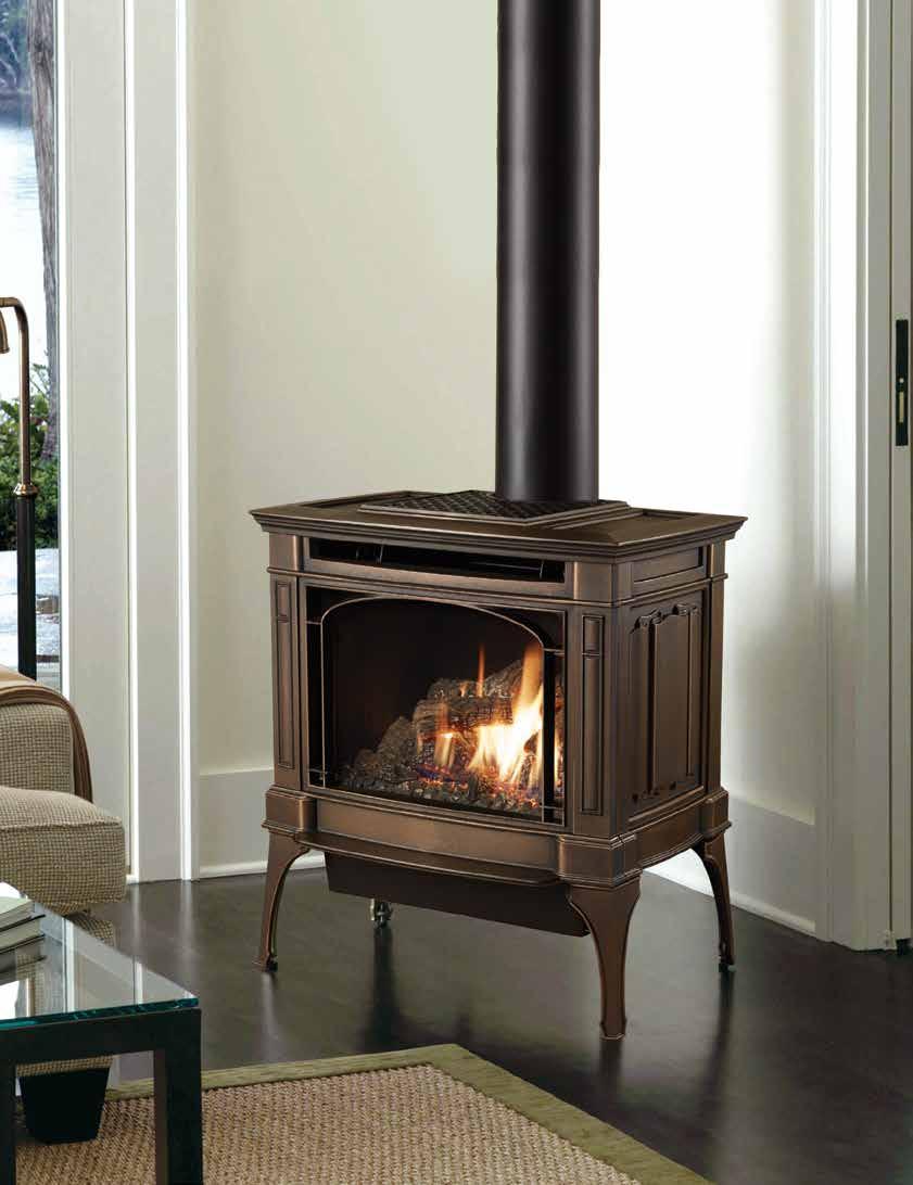 Berkshire TM Medium Cast Iron Gas Stove 7 The Berkshire is shown in the Hand Rubbed Bronze Patina finish. Enhancements include the Linenfold side and top panels.